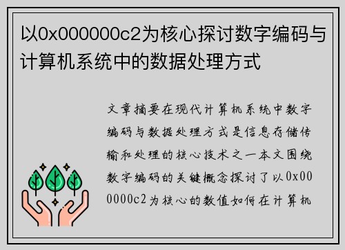 以0x000000c2为核心探讨数字编码与计算机系统中的数据处理方式 以0x000000c2为核心探讨数字编码与计算机系统中的数据处理方式